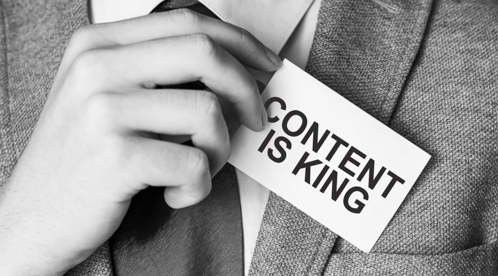 content is king words on business card