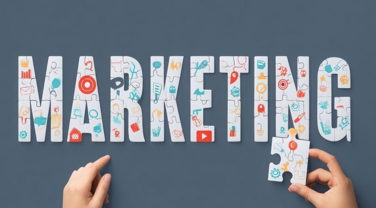vecteezy marketing word made of puzzle pieces with icons held by 69949728